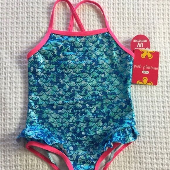 PINK PLATINUM Little Girl’s Swim Suit - Picture 1 of 7